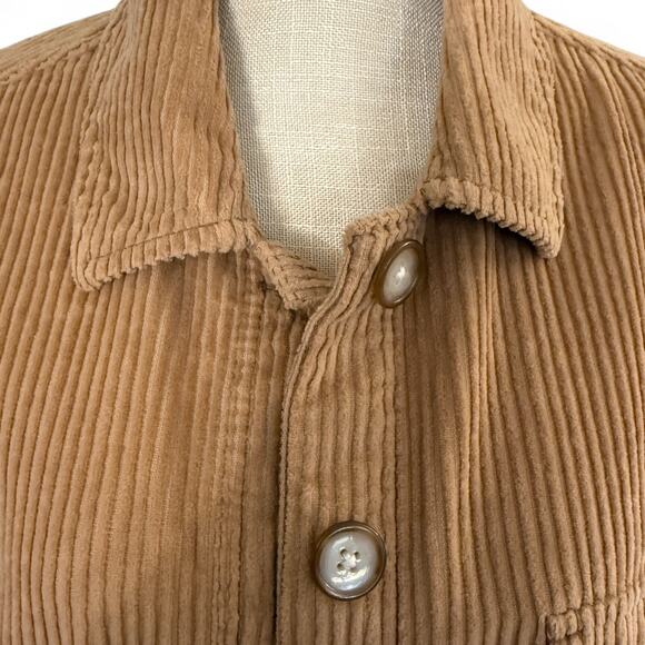 American Eagle (AE) Large Button Down Tan Corduroy Ribbed Jacket - Picture 2 of 7
